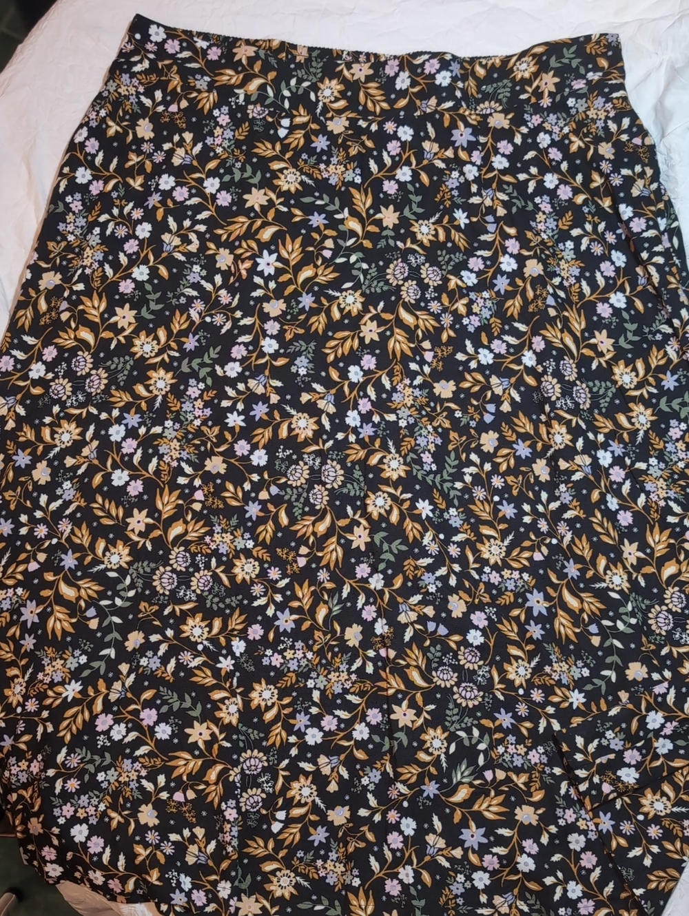 Plus Size croft & barrow Black Maxi Skirt with Mustard and Lilac Floral Print - Picture 9 of 9